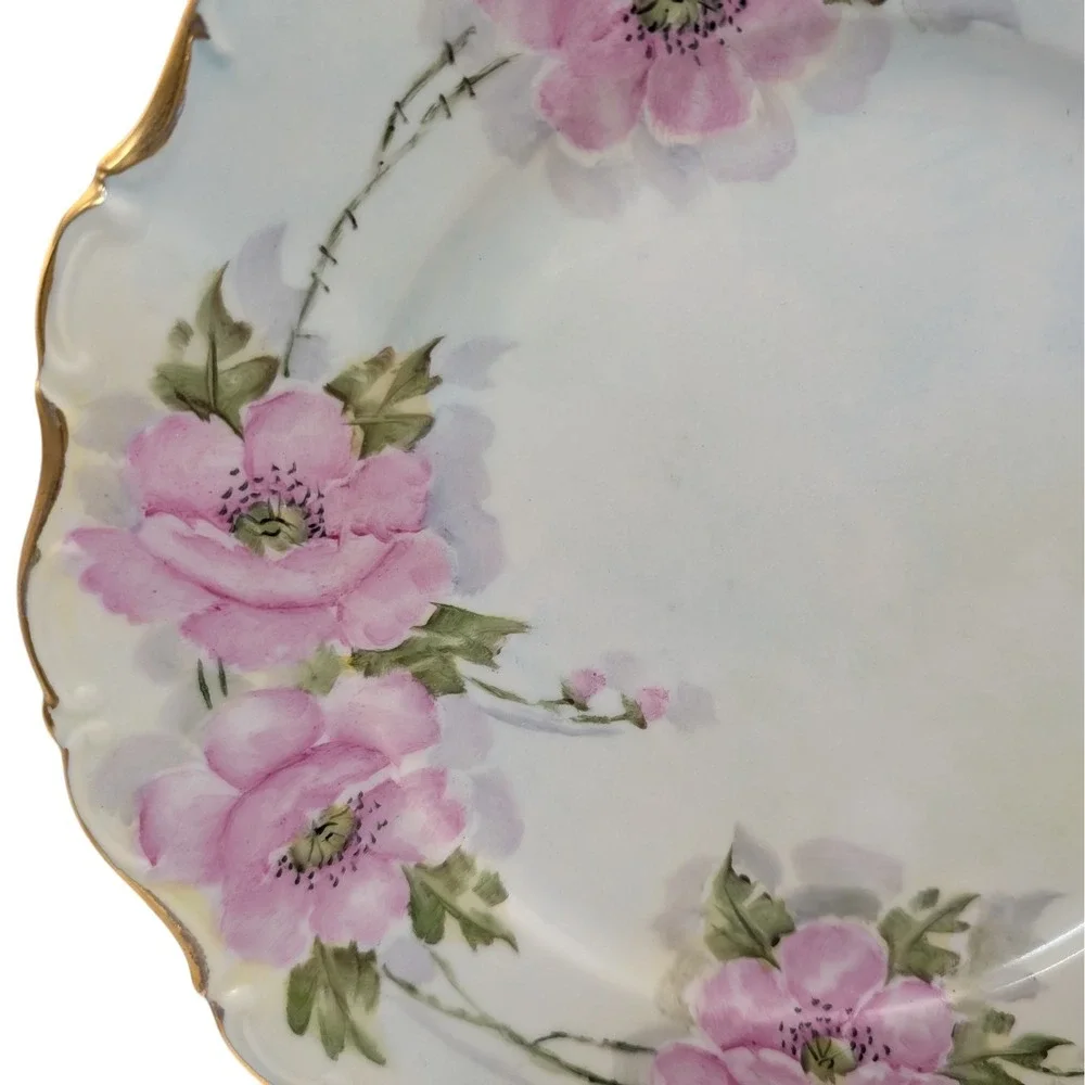 Seltmann Weiden Dinner Plate Floral Hand Painted‎ Bavaria West Germany Signed